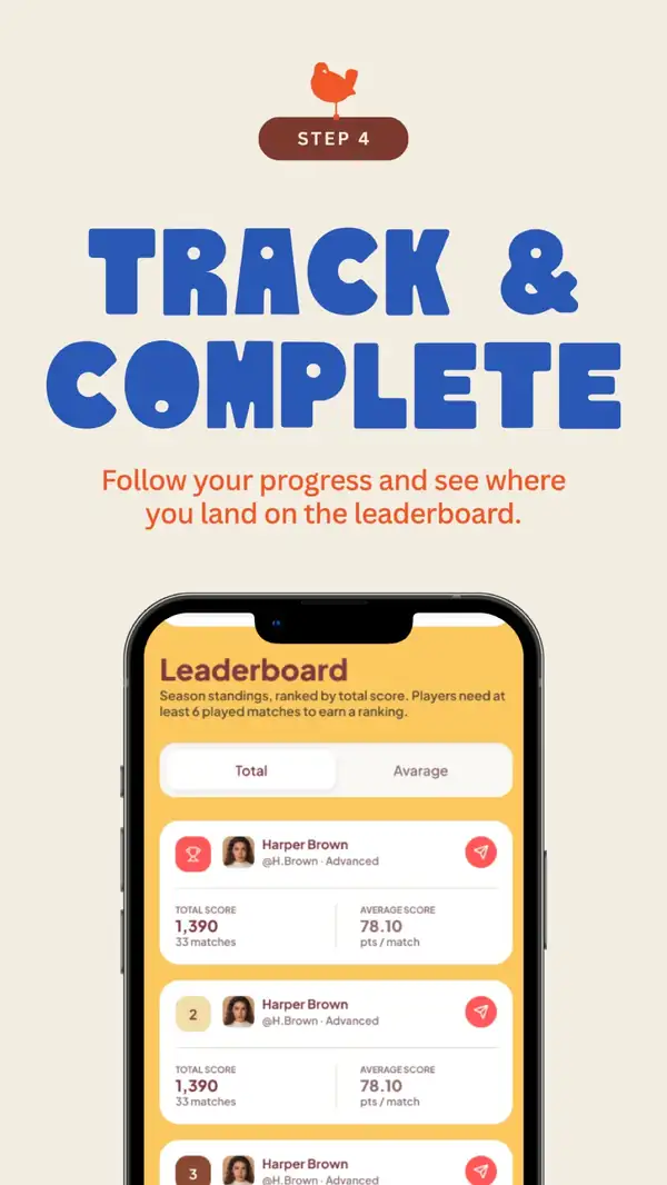 Step 4 - Track & Complete Follow your progress and leaderboard